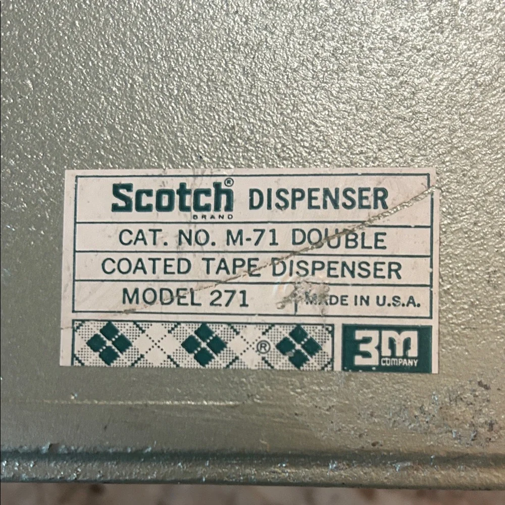 Scotch Green Metal Double Coated Tape Dispenser - Model 271